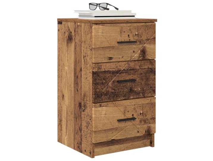 KTHLBRH Nachttisch aus altem Holz, 38 x 38 x 66 cm, mit Schublade Minimalistisches Design, Schlafzimmer-Möbel, funktionales Nachtmöbel
