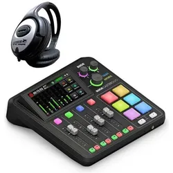 RØDE Rodecaster Pro Duo Podcast Station mit Kopfhörer (Studio- und Livemixer), Mischpult, Schwarz