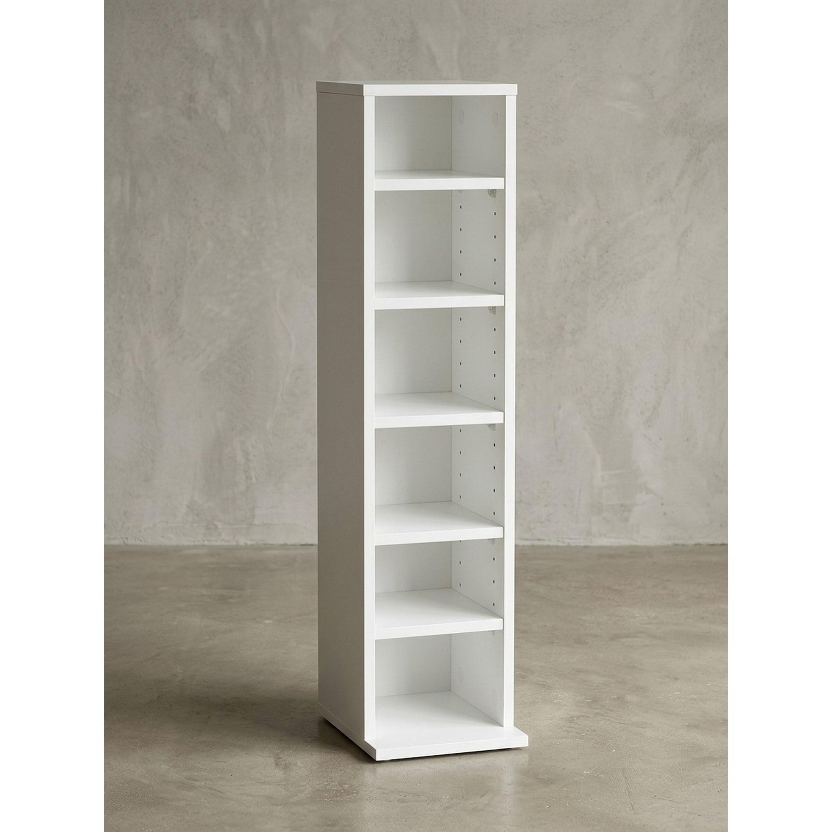 CD-Regal – Weiß, Holz, 21x90x20 cm, 6 Fächer, offen, schmal