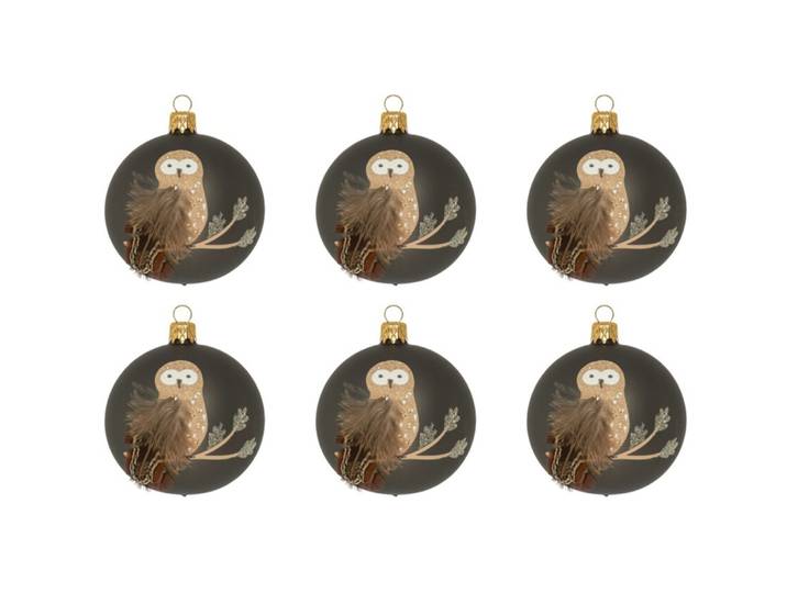 Weihnachtskugel 6er-Set Annabelle - Farbe: dunkelgrau - Material: Glas - 949