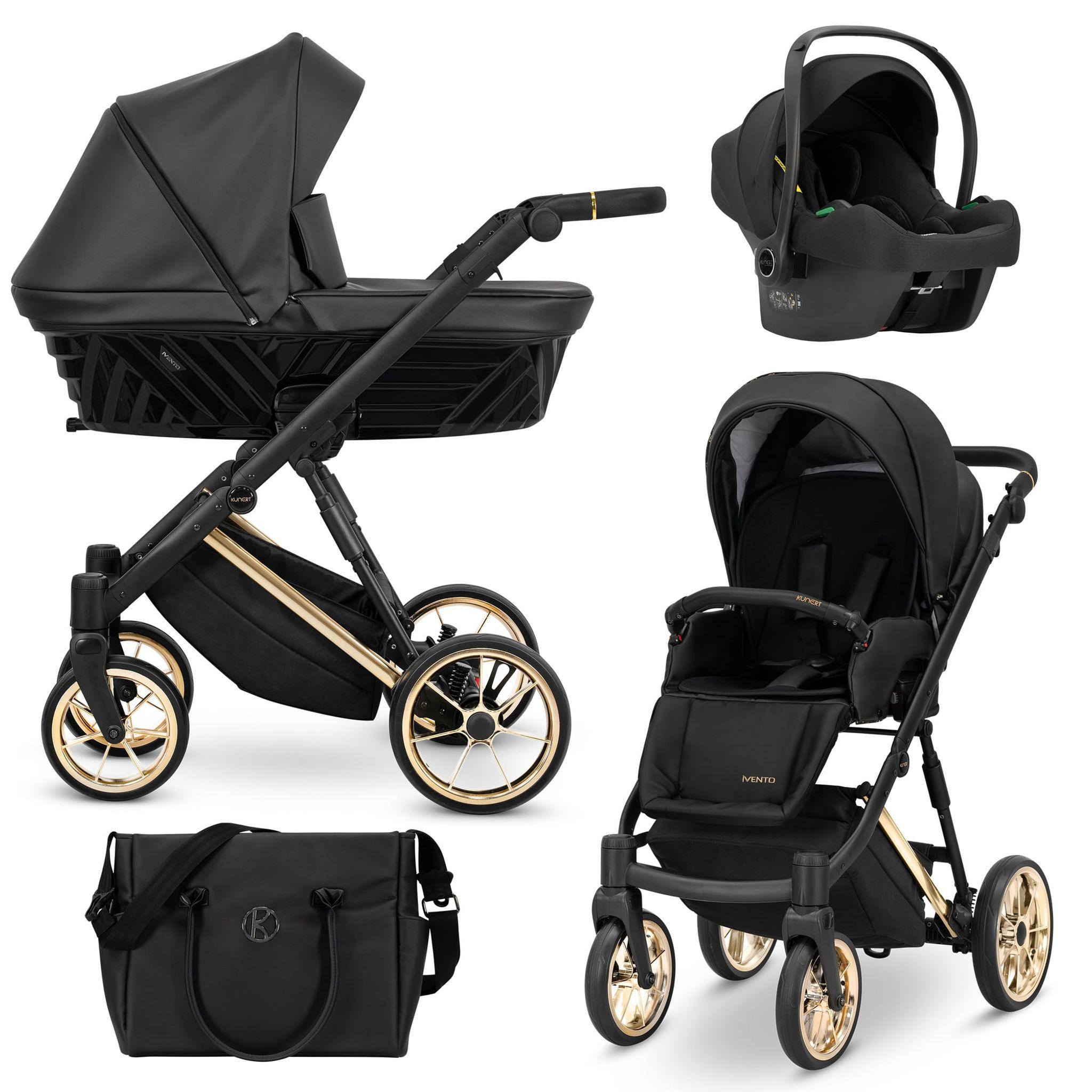 Kinderwagen Kunert Ivento Premium 3in1 - goldene Rahmenfarbe - Farbe: Black Pearl