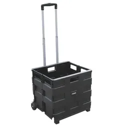 Viso Klappbare Kiste mit Teleskopgriff grau, 42x38x40 cm