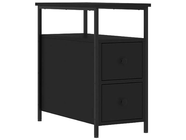 HGLADYU Schlichter Nachttisch Schwarz 30x60x60 cm aus Holzwerkstoff mit Eisenrahmen, viel Stauraum und verstellbaren Beinen für Stabilität auf unebenen Böden.
