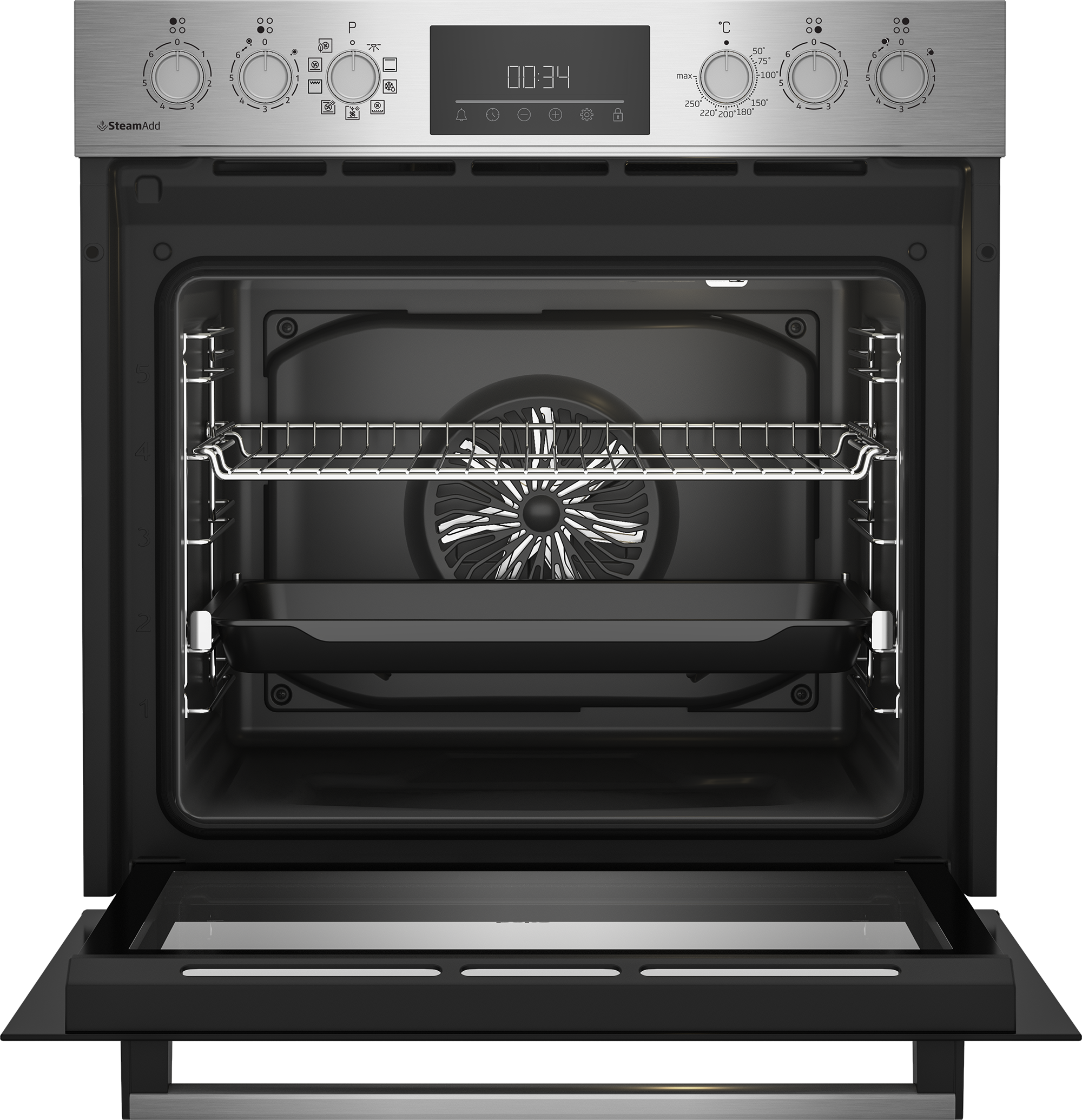 Beko Elektro-Herd-Set "BBUMA1132", Energieeffizienz: A+, schwarz (edelstahl), Herdsets, Knusprige Ergebnisse mit wenig Fett mit der AirFry-Funktion, Elektro-Herd-Set, Topseller