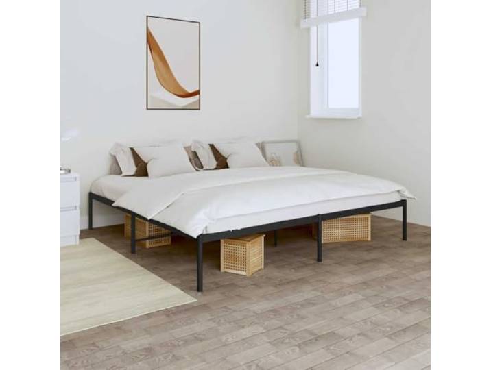 Pulverbeschichteter Stahl Stabil Schlafzimmer Klassisch 200x200 cm Schwarz Metallbett Bettgestell 200x200 cm Schwarz Stabil Mit Lattenrost Stauraum Gästebett Futonbett Classic Schlafzimmer Möbel Ohne