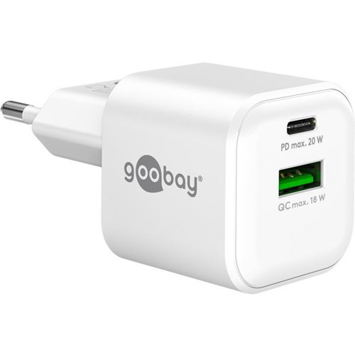 20W Goobay USB-C PD GaN Dual-Schnellladegerät Nano (weiß)
