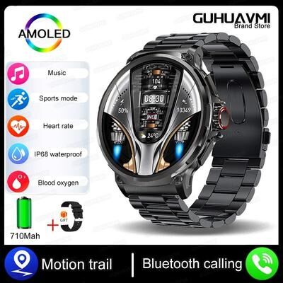 Uplift Picks AeroView AMOLED GPS Smart Watch Bluetooth Call Waterproof Fitness Watch black Steel 710 Mah