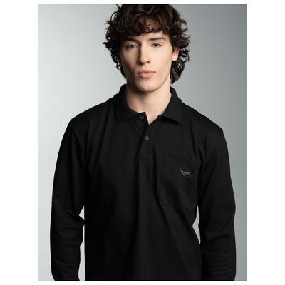Poloshirt TRIGEMA "TRIGEMA Poloshirt mit Brusttasche", Herren, Gr. M, schwarz, Piqué, 100% Baumwolle, Basic, ohne Ausschnitt, Shirts