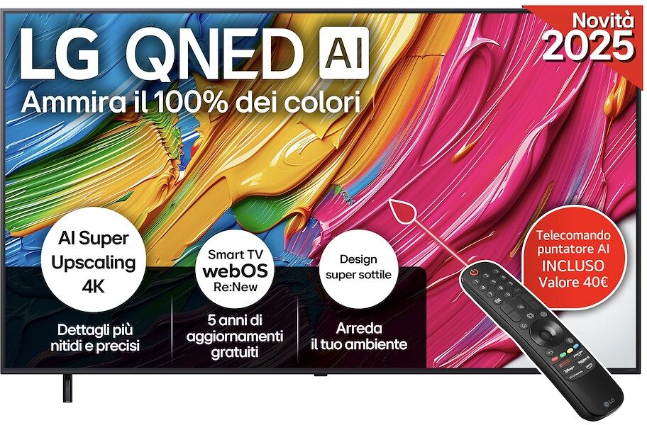 Televisore LG 75QNED80A6A con tecnologia QNED e processore a7 Gen8