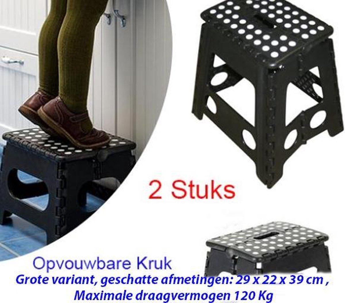 Set van 2 multifunctionele opvouwbare krukken voor kinderen in grote maat