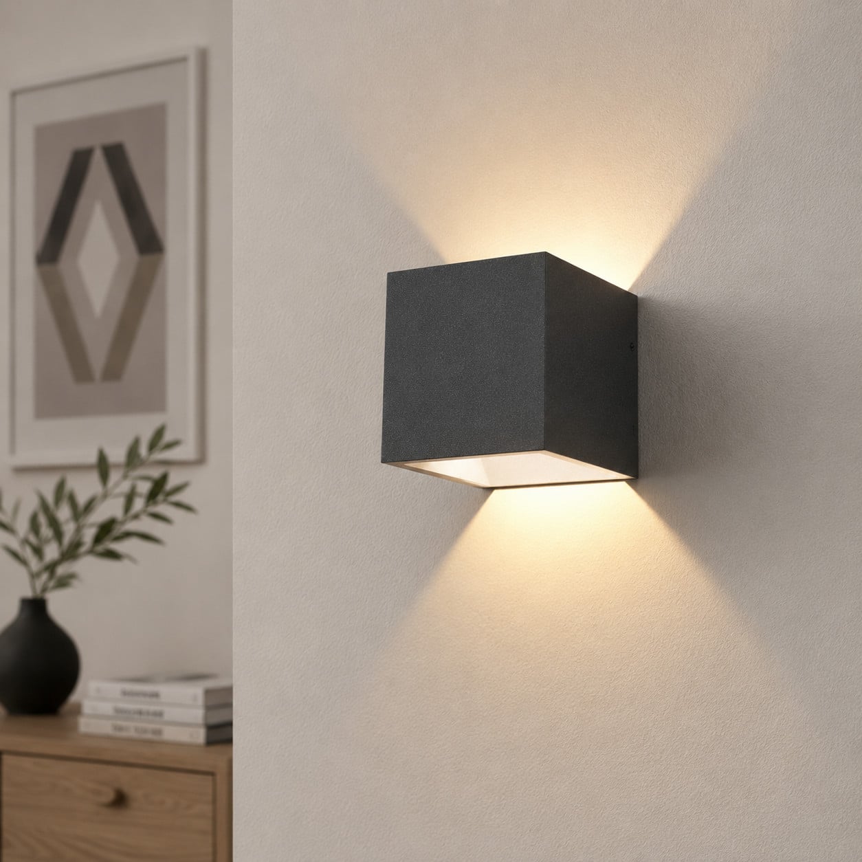 Artdelight Cube wandspot antraciet aluminium up/down