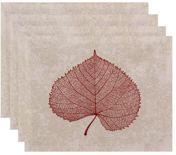E by Design 18x14-inch, Leaf Study, Floral Print Placemat (Set of 4)