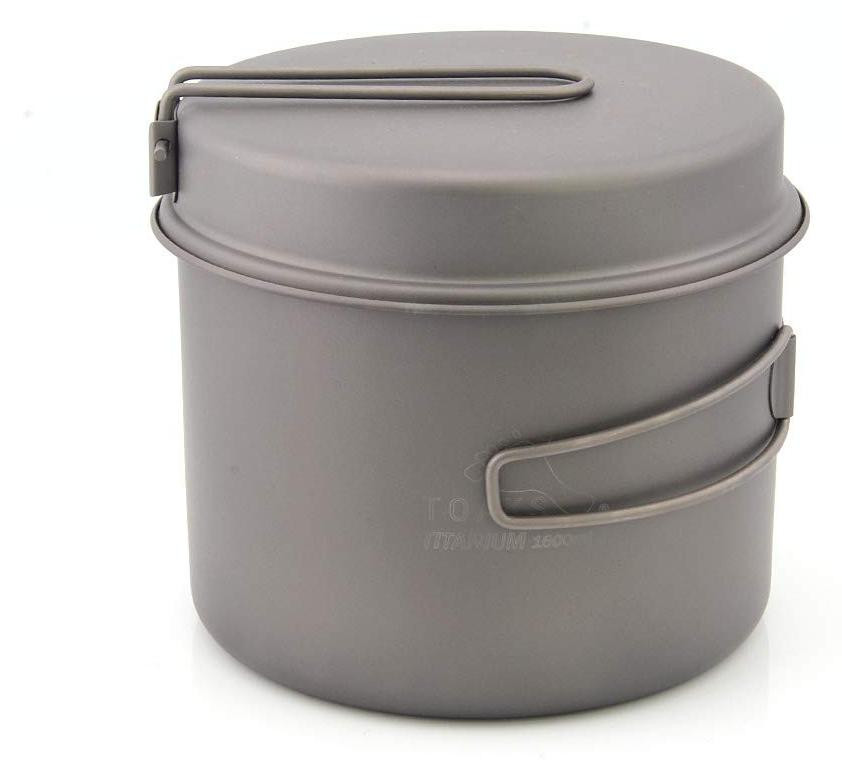 Merkloze ultralichte titanium kookset met pan en kom voor buitenactiviteiten
