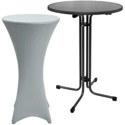 STEHTISCH Sylt Ø 80cm Grau mit Stella Stehtischhusse Ø 80cm Silber