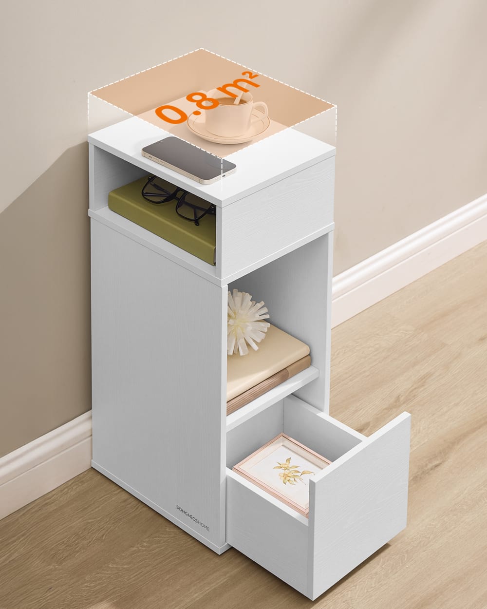 SONGMICS HOME Tables de chevet snapsemble montage super rapide pour chambre blanc Blanc 30x59x25cm