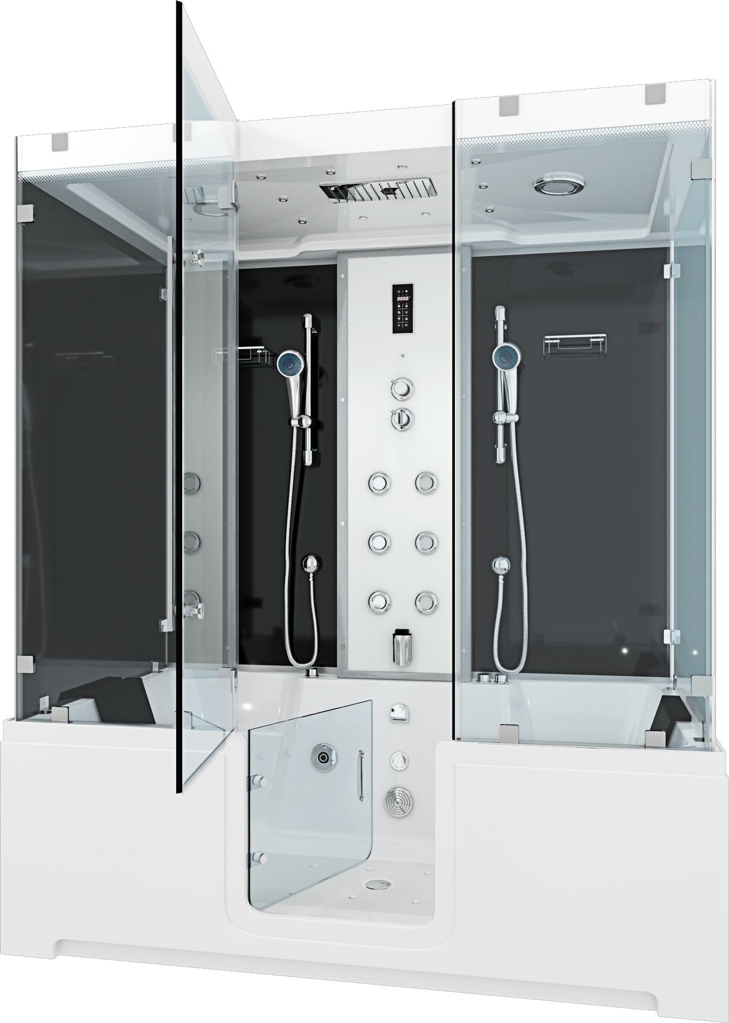 Kombination Badewanne Dusche K88-SW-EH-A-EC-EA Duschtempel 100x180 cm 2K Scheibenversiegelung