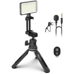 INSTRUCTOR Prof. Vlogging Kit LED-Leuchte+Lavalier-Mikro+Fernauslöser