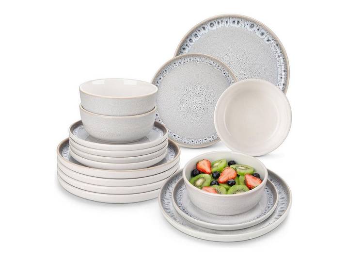 LuxusKollektion Tafelservice Geschirrset 12 Personen Steingut 36tlg Tafelservice 36 Teile Set Beige