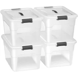 AUFBEWAHRUNGSBOX mit Deckel 30L semitransparent (4er-Set)