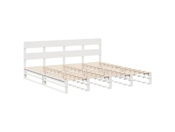 KTHLBRH Bett weiß 180 x 200 cm Massivholz Kiefer Mit Kopfteil, Lattenrost inklusive, Lattenrost, Gestell 202 x 180 x 82 cm