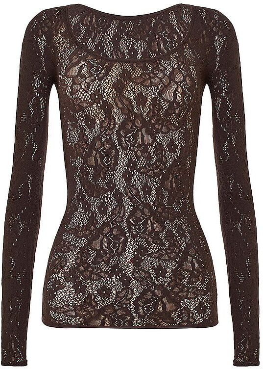 WOLFORD Langarmshirt INFINITE ROSE NET braun   S S