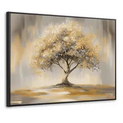 LEINWAND Bilder mit Rahmen - Gemälde - Baum - Abstrakt - Blätter - 70x50