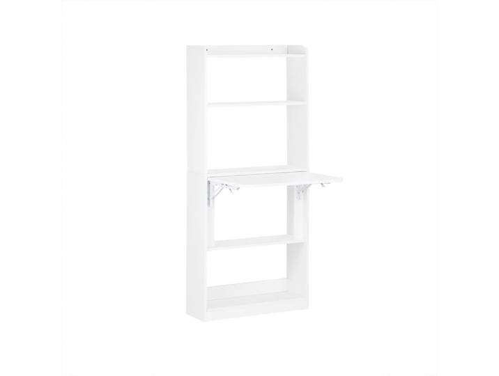 Bureau pliable blanc avec étagère64x58x145 cm
