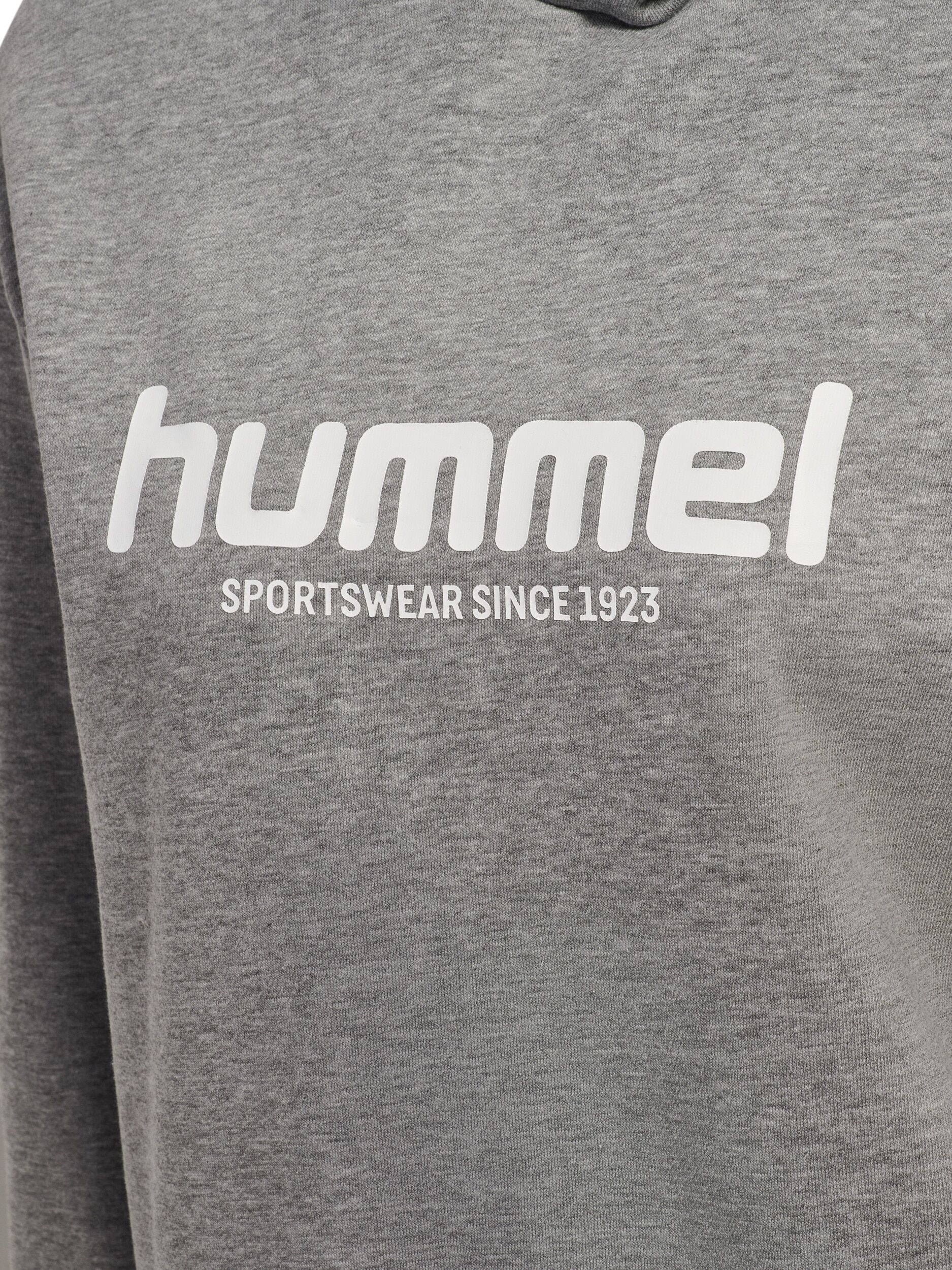 Kapuzensweatshirt HUMMEL "hmlLEGACY 2.0 W HOODIE", Damen, Gr. L, grau (grau melange), angeraute Sweatware, Obermaterial: 60% Baumwolle, 40% Polyester, normal, angesetztes Bündchen, Sweatshirts Kapuzensweatshirt, mit verstellbarer Zugschnur, aus angerauter