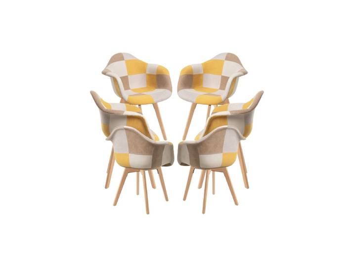 6er Set Belu Patchwork Stühle - Gelb