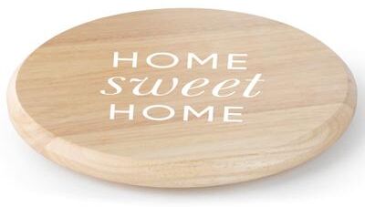 CounterArt "Home Sweet Home Round Wood Lazy Susan Turntable 14"" Diameter for Serving Kitchen Organization Condiment Caddy"
