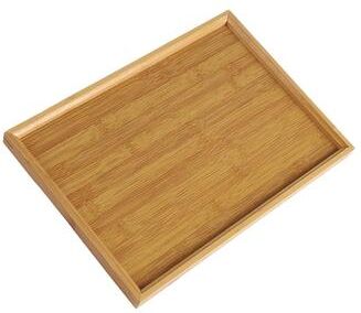 Inspire Select Wooden Serving Tray Rectangular Food Serving Platter For Breakfast, Tea, Dining & Party Use 14.6 10.2 In