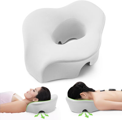 Handpicked Choices Prone Comfort Memory Foam Face Down Pillow For Massage Recovery & Beauty Treatments white