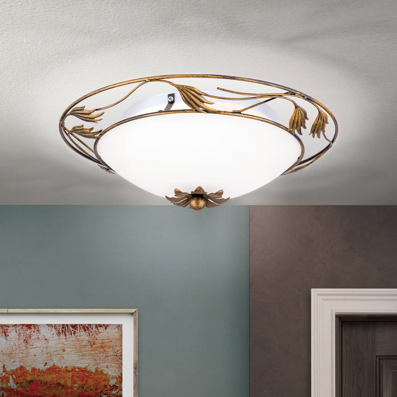 Orion Ceiling Light Fleur, dimmable, Bronze / antique brass, Living / Dining Room, metal, Country House / Rustic, Ceiling Light