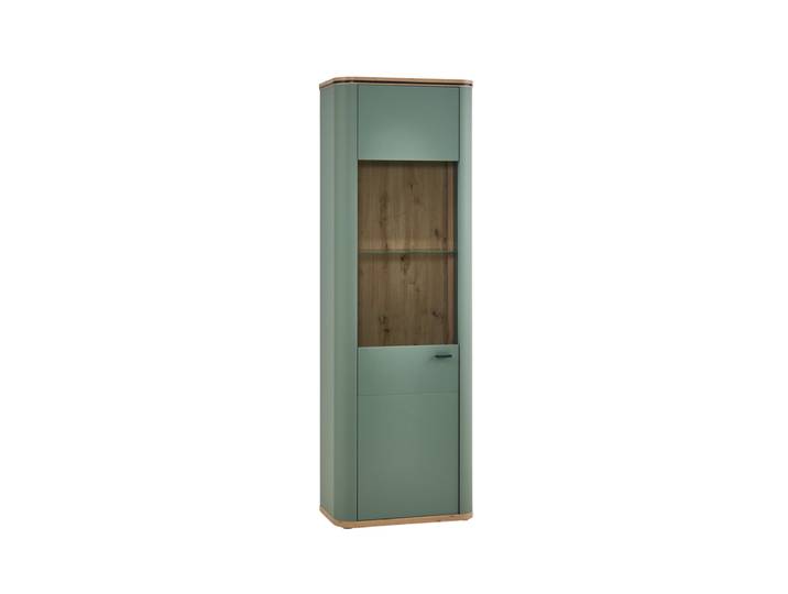 Vitrine CHIADO 210 x 69 x 38 cm Salbei matt/Eiche Artisan Dekor