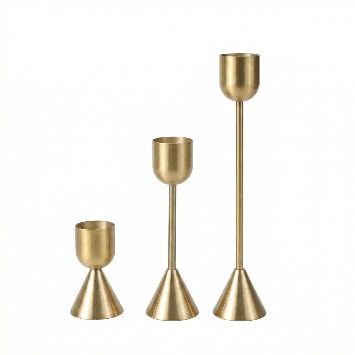 Dailygoods Kandelaarset 3-delig - Vintage Messing Stompkaarsenstandaard - Tafeldecoratie