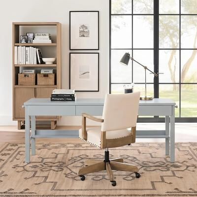 WILK Modern Writing Desk with 3 Drawers and Storage Shelf for Home Office