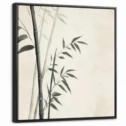 LEINWAND Bilder mit Rahmen - Japandi - Bambus - Beige - 50x50