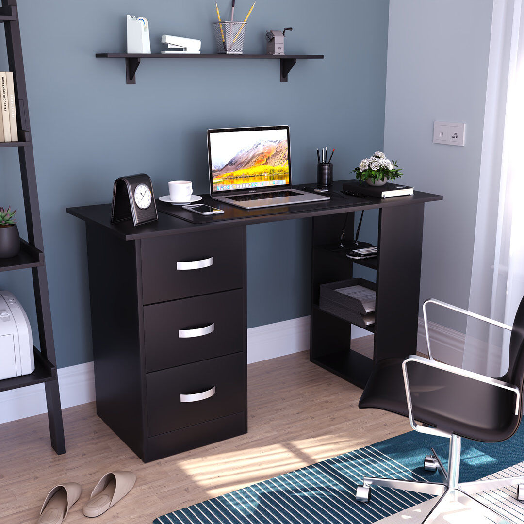 Latitude Run Muskoka Computer Desk Black 72cm H X 120cm W X 49cm D