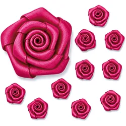 Creativery Satinrosen 3cm 10 Stück Stoffblumen zum Basteln Dekorieren Hochzeit Geschenkverpackung Blütendeko Tischdeko Handarbeit Stoffrosen Deko Blume Fuchsia