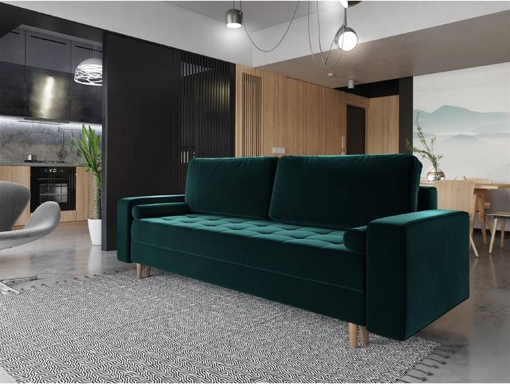 Fun Möbel 3-Sitzer Sofa BELANO mit Schlaffunktion in Stoff Itaka, inkl. Bettkasten, Rundumbezug