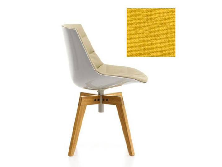 MDF ITALIA chaise rembourrée avec pieds en chêne FLOW CHAIR (Blanc / 442 - Polycarbonate / Cat. B tissu Gin)