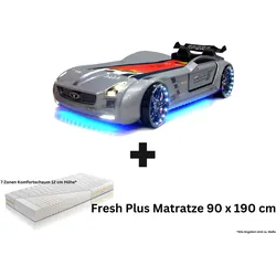 Autobett Kinderbett "Rio Roadster" LED Sound Sportsitze Lattenrost Spoiler 90x190 cm