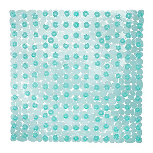 Relaxdays anti slip douchemat met zuignappen, turquoise, 53 x 53 cm