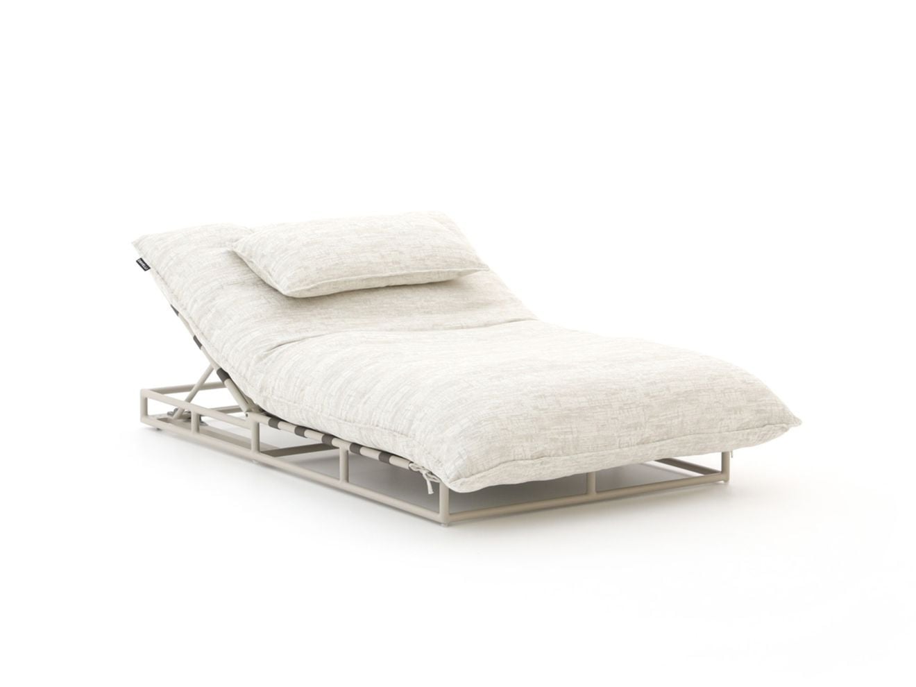 Verstelbaar ligbed Zavelli met aluminium frame en textiel in beige en bruin