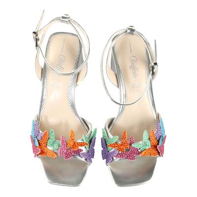 High-Heel-Sandalette BUFFALO "Buffalo Buffalo April", Damen, Gr. 41, silber, multi, Polyurethan, Schuhe