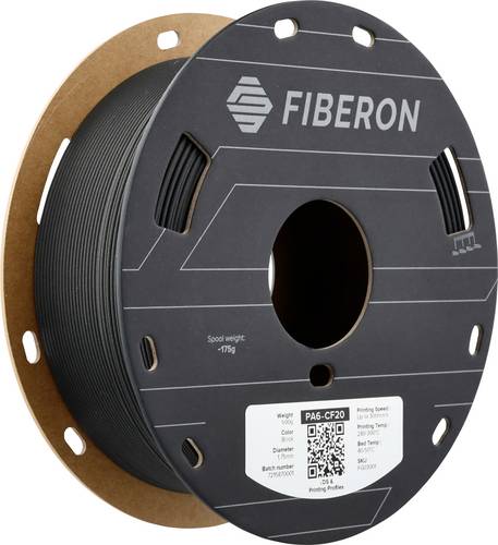 Polymaker FG03001 Fiberon PA6-CF20 Filament PA6-CF Kohlefaserverstärkt, hitzebeständig, verzugsfrei 1.75mm 500g Schwarz 1St.