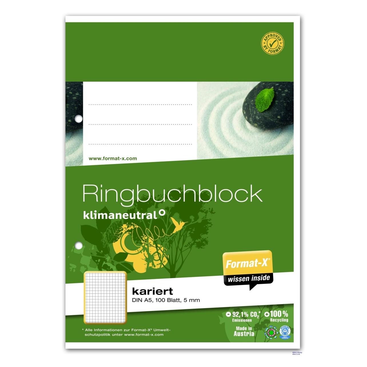 Format-x Ringbuchblock (A5, Kariert) (044370 20)