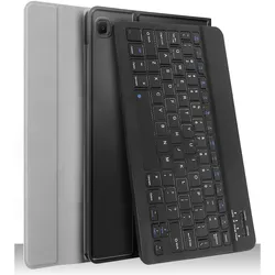 Cazy QWERTY Bluetooth Keyboard Cover voor Samsung Galaxy Tab S6 Lite - zwart (DE, Samsung Galaxy Tab S6 Lite), Tablet Tastatur, Schwarz