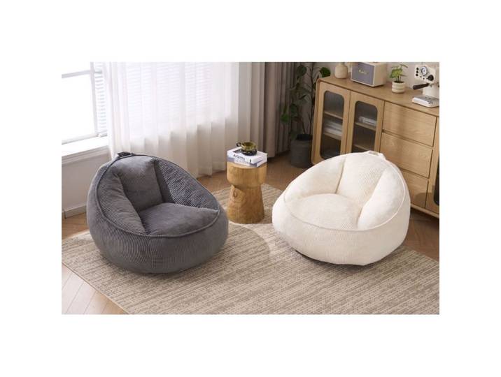 Fauteuil poire ergonomique – velours côtelé – mousse à mémoire de forme – gris