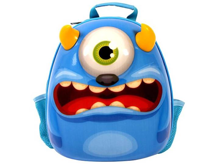 Bayer Chic 2000 Bouncie mit 3D-Monster-Motiv, geeignet für den Kindergarten, groß Kinder-Rucksack, 35 cm, Blau